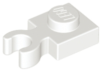 White Plate, Modified 1 x 1 with Clip Vertical - Type 4 (thick open O clip)