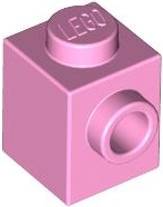 Bright Pink Brick, Modified 1 x 1 with Stud on 1 Side