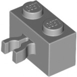 Light Bluish Gray Brick, Modified 1 x 2 with Vertical Clip (thick open O clip)