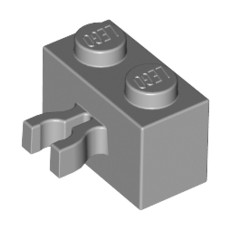 Light Bluish Gray Brick, Modified 1 x 2 with Vertical Clip (thick open O clip)