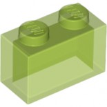 Trans-Bright Green Brick 1 x 2 without Bottom Tube