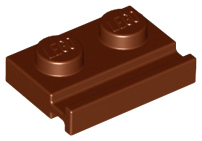 Reddish Brown Plate, Modified 1 x 2 with Door Rail