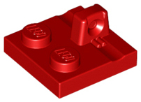 Red Hinge Plate 2 x 2 Locking with 1 Finger on Top