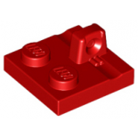 Red Hinge Plate 2 x 2 Locking with 1 Finger on Top