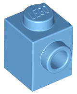 Medium Blue Brick, Modified 1 x 1 with Stud on 1 Side
