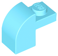 Medium Azure Slope, Curved 2 x 1 x 1 1/3 with Recessed Stud