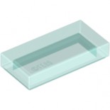 Trans-Light Blue Tile 1 x 2 with Groove