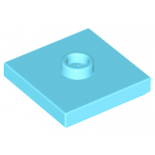 Medium Azure Plate, Modified 2 x 2 with Groove and 1 Stud in Center (Jumper)
