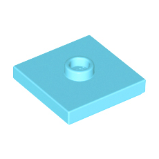 Medium Azure Plate, Modified 2 x 2 with Groove and 1 Stud in Center (Jumper)