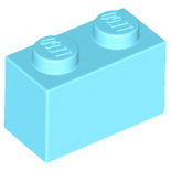Medium Azure Brick 1 x 2