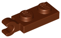 Reddish Brown Plate, Modified 1 x 2 with Clip Horizontal on End
