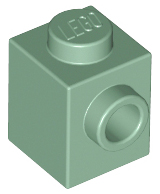 Sand Green Brick, Modified 1 x 1 with Stud on 1 Side