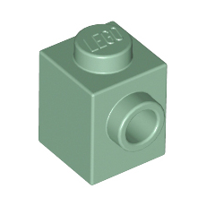 Sand Green Brick, Modified 1 x 1 with Stud on 1 Side
