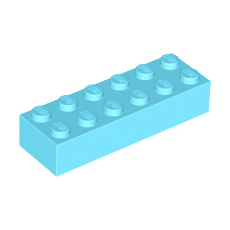 Medium Azure Brick 2 x 6