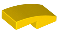 Yellow Slope, Curved 2 x 1 No Studs