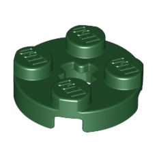 Dark Green Plate, Round 2 x 2 with Axle Hole