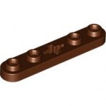 Reddish Brown Technic, Plate 1 x 5 with Smooth Ends, 4 Studs and Center Axle Hole