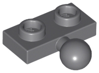 Dark Bluish Gray Plate, Modified 1 x 2 with Towball on Side