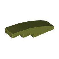 Olive Green Slope, Curved 4 x 1 No Studs
