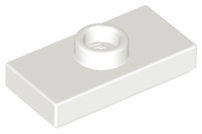 White Plate, Modified 1 x 2 with 1 Stud with Groove and Bottom Stud Holder (Jumper)