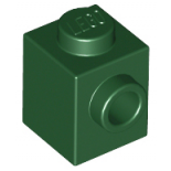 Dark Green Brick, Modified 1 x 1 with Stud on 1 Side