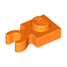 Orange Plate, Modified 1 x 1 with Clip Vertical - Type 4 (thick open O clip)
