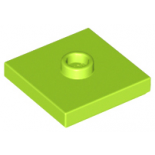 Lime Plate, Modified 2 x 2 with Groove and 1 Stud in Center (Jumper)