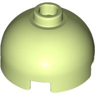 Yellowish Green Brick, Round 2 x 2 Dome Top with Bottom Axle Holder - Hollow Stud