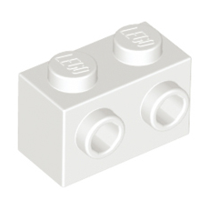 White Brick, Modified 1 x 2 with Studs on 1 Side