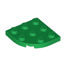 Green Plate, Round Corner 3 x 3
