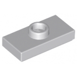 Light Bluish Gray Plate, Modified 1 x 2 with 1 Stud with Groove and Bottom Stud Holder (Jumper)