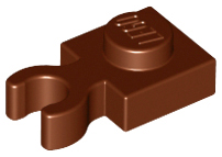 Reddish Brown Plate, Modified 1 x 1 with Clip Vertical - Type 4 (thick open O clip)