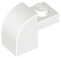 White Slope, Curved 2 x 1 x 1 1/3 with Recessed Stud