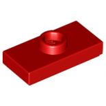 Red Plate, Modified 1 x 2 with 1 Stud with Groove and Bottom Stud Holder (Jumper)