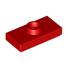 Red Plate, Modified 1 x 2 with 1 Stud with Groove and Bottom Stud Holder (Jumper)