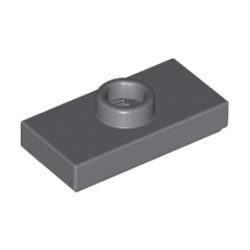 Dark Bluish Gray Plate, Modified 1 x 2 with 1 Stud with Groove and Bottom Stud Holder (Jumper)