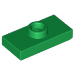 Green Plate, Modified 1 x 2 with 1 Stud with Groove and Bottom Stud Holder (Jumper)