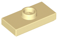 Tan Plate, Modified 1 x 2 with 1 Stud with Groove and Bottom Stud Holder (Jumper)