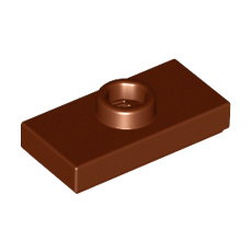 Reddish Brown Plate, Modified 1 x 2 with 1 Stud with Groove and Bottom Stud Holder (Jumper)