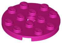 Magenta Plate, Round 4 x 4 with Hole