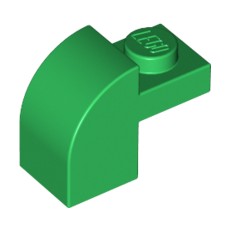 Green Slope, Curved 2 x 1 x 1 1/3 with Recessed Stud