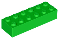 Bright Green Brick 2 x 6