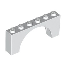White Brick, Arch 1 x 6 x 2 - Medium Thick Top without Reinforced Underside