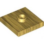 Pearl Gold Plate, Modified 2 x 2 with Groove and 1 Stud in Center (Jumper)