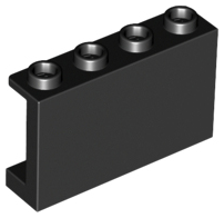 Black Panel 1 x 4 x 2 with Side Supports - Hollow Studs