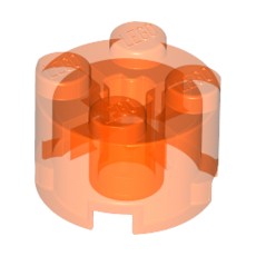 Trans-Neon Orange Brick, Round 2 x 2 with Axle Hole