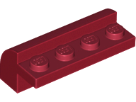 Dark Red Slope, Curved 2 x 4 x 1 1/3 with Four Recessed Studs