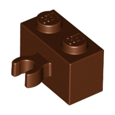 Reddish Brown Brick, Modified 1 x 2 with Vertical Clip (thick open O clip)
