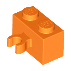 Orange Brick, Modified 1 x 2 with Vertical Clip (thick open O clip)