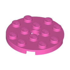 Dark Pink Plate, Round 4 x 4 with Hole